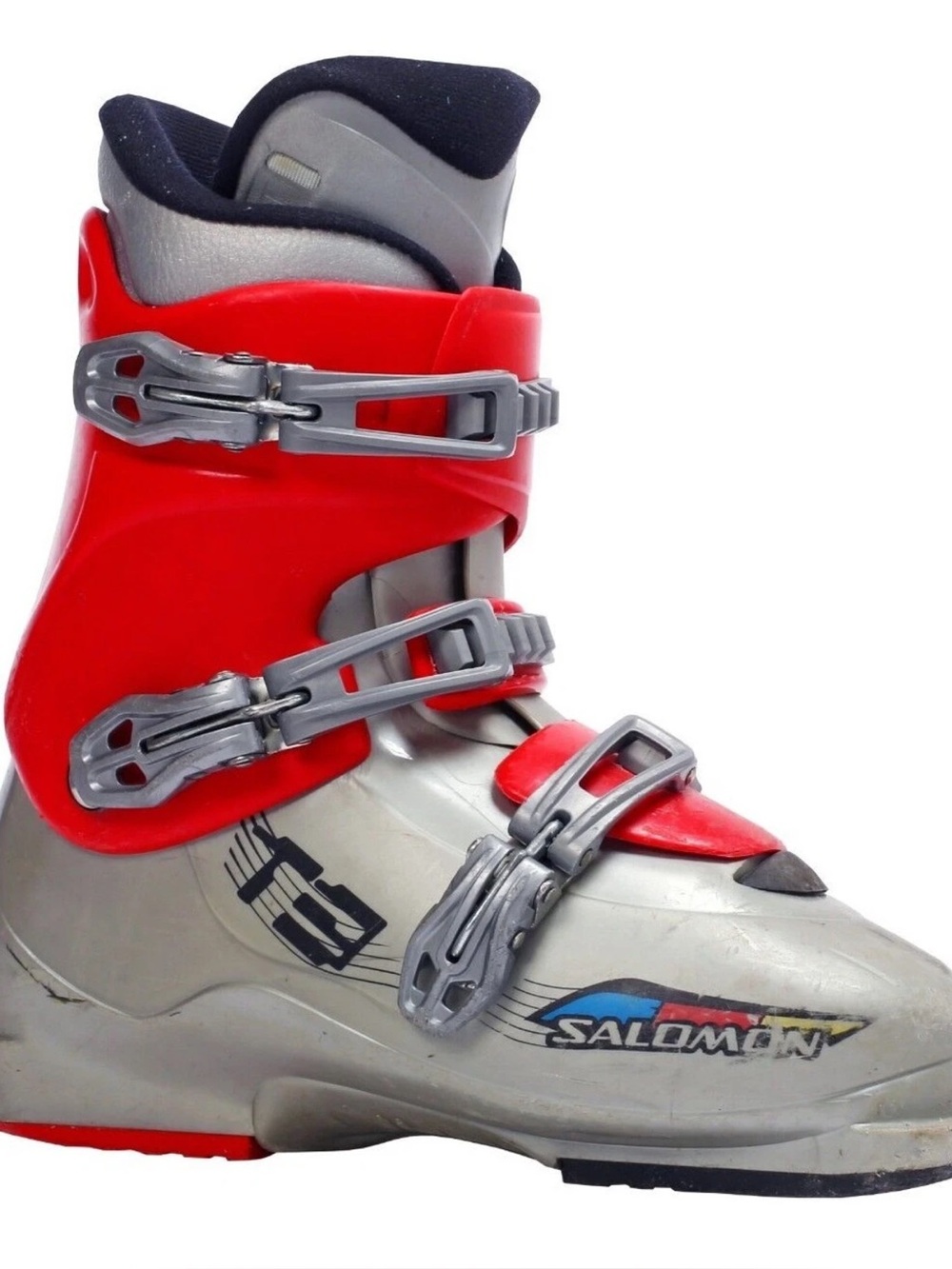 Salomon T3 children kids Red and Silver Alpine Ski Boot size 23